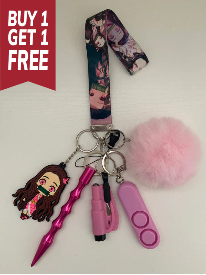 Safety Keychain - Pink Demon Girl